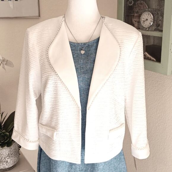 NWT Maya Brooke White Textured Jacket - Picture 1 of 10
